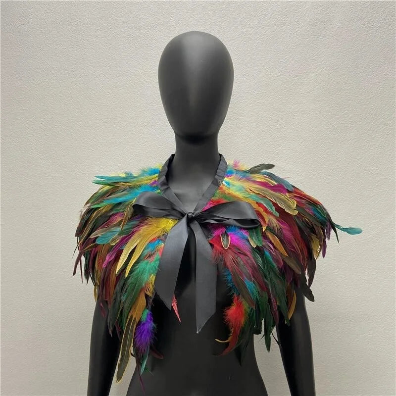 Neck Scarves Scarf Gothic Style Shawls Turkey Dress Cape Halloween Fur Shawl Feather Party Shawl Cosplay