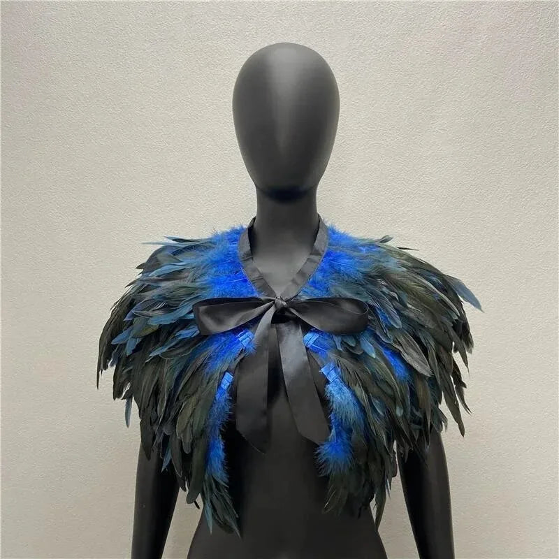 Neck Scarves Scarf Gothic Style Shawls Turkey Dress Cape Halloween Fur Shawl Feather Party Shawl Cosplay
