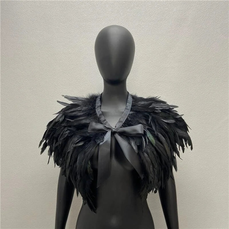 Neck Scarves Scarf Gothic Style Shawls Turkey Dress Cape Halloween Fur Shawl Feather Party Shawl Cosplay