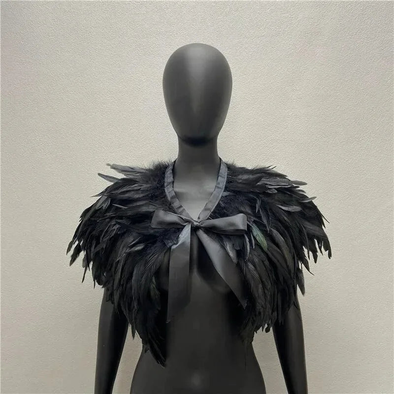 Neck Scarves Scarf Gothic Style Shawls Turkey Dress Cape Halloween Fur Shawl Feather Party Shawl Cosplay