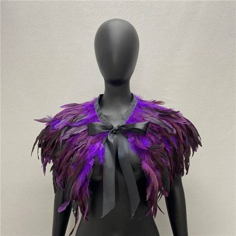 Neck Scarves Scarf Gothic Style Shawls Turkey Dress Cape Halloween Fur Shawl Feather Party Shawl Cosplay