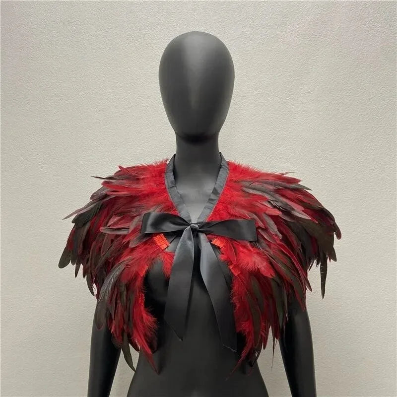 Neck Scarves Scarf Gothic Style Shawls Turkey Dress Cape Halloween Fur Shawl Feather Party Shawl Cosplay