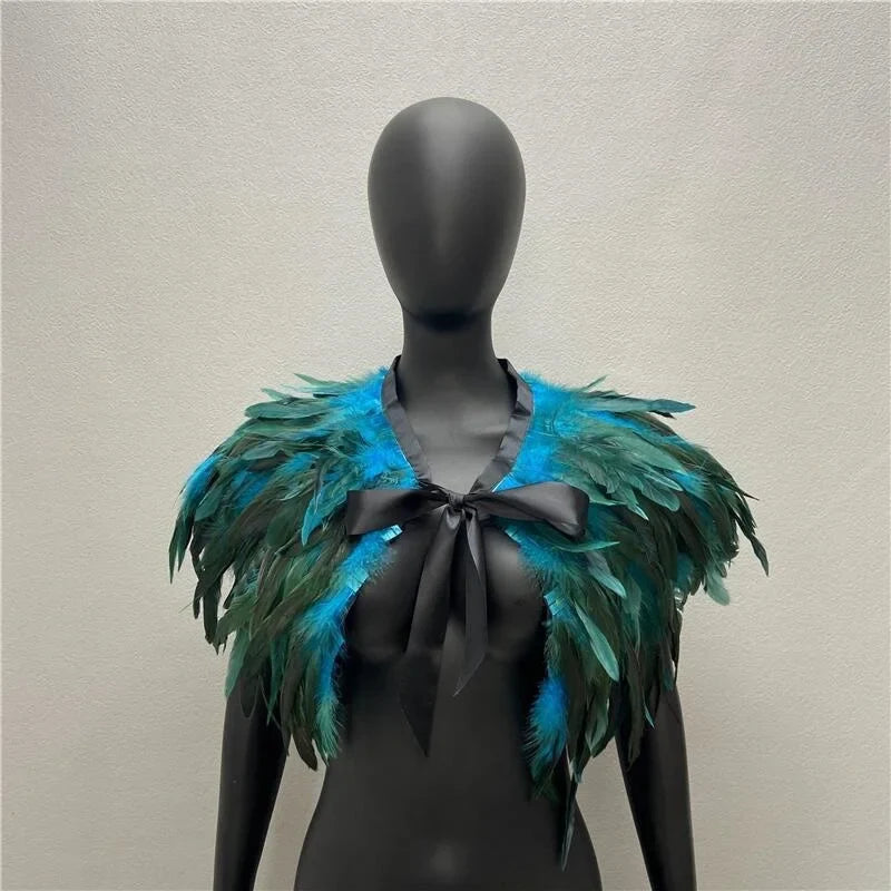 Neck Scarves Scarf Gothic Style Shawls Turkey Dress Cape Halloween Fur Shawl Feather Party Shawl Cosplay