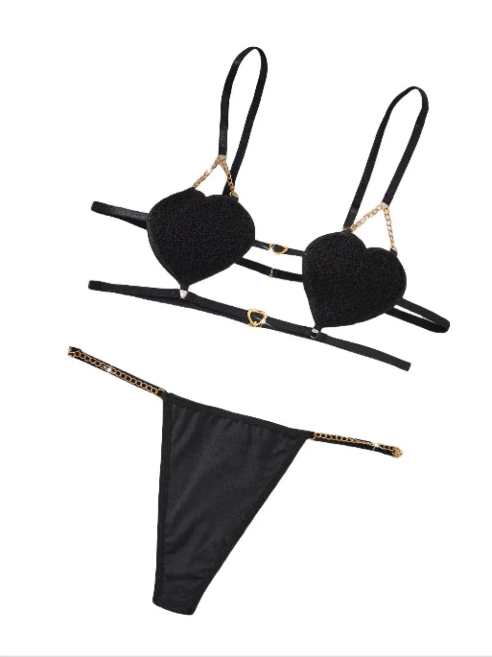 Aesthetic French Heart Sling Backless Bras Erotic Seductive Underwearss Clothings Seduction Lingerie Set