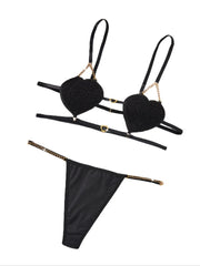 Aesthetic French Heart Sling Backless Bras Erotic Seductive Underwearss Clothings Seduction Lingerie Set