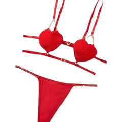 Aesthetic French Heart Sling Backless Bras Erotic Seductive Underwearss Clothings Seduction Lingerie Set
