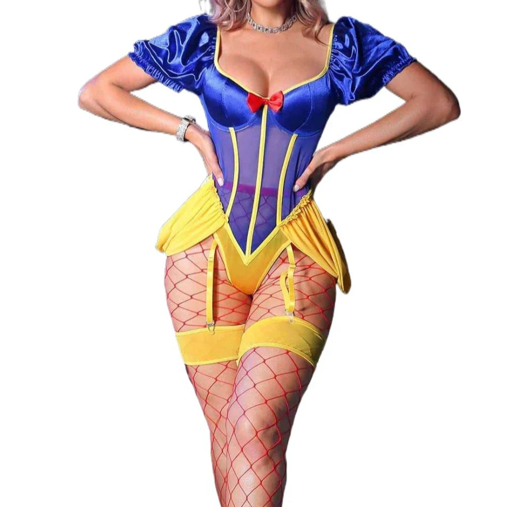 Anime Cosplay Stage Uniform Underwear Cross Strap Hollow Out Backless Clubwear Bowknot Lingerie Sets