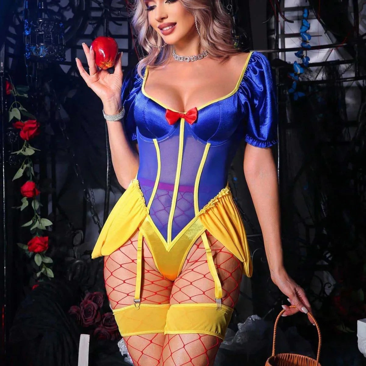 Anime Cosplay Stage Uniform Underwear Cross Strap Hollow Out Backless Clubwear Bowknot Lingerie Sets