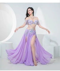 Belly Dance Performance Outfit Beautiful Flowy Large Swing Chiffon Skirt Elegant Oriental Dance