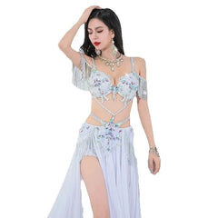 Belly Dance Performance Outfit Beautiful Flowy Large Swing Chiffon Skirt Elegant Oriental Dance