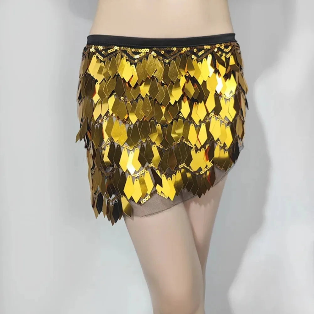 Belly Dance Waist Chain Halloween Hip Scarf Sequin Summer Beginner Performance Set