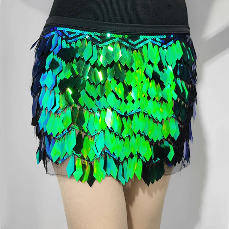 Belly Dance Waist Chain Halloween Hip Scarf Sequin Summer Beginner Performance Set