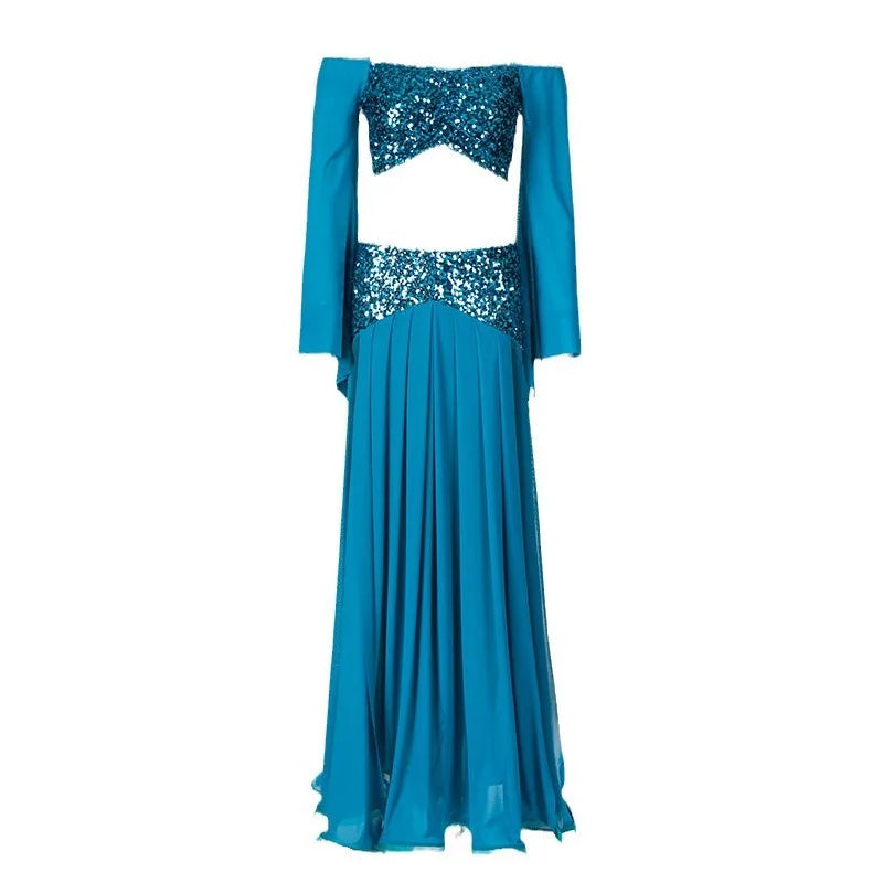 Design Belly Dance Outfit Mesh Fabric Sequin Patchwork Elegant Oriental Dance Wear