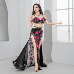 Design Belly Dance Outfit Sequin Embroidery Decorated with Crystal Beads Elegant