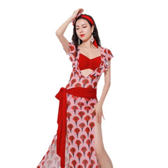 Design Belly Dance Training Printed Playful Robe Comfortable Breathable Dance Outfit