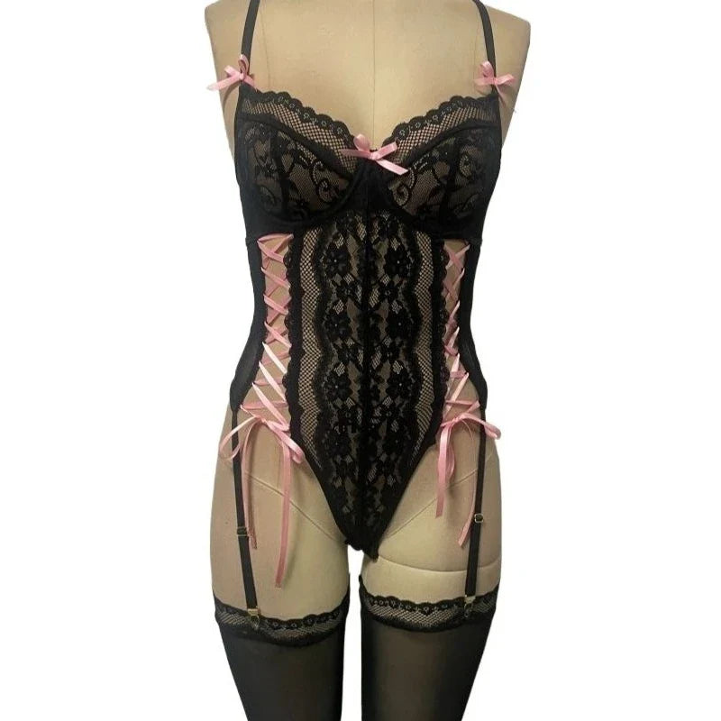 Erotic Western Palace Style Lace Up Featuring Sensual Straps Stockings Alluring Exquisite Erotic