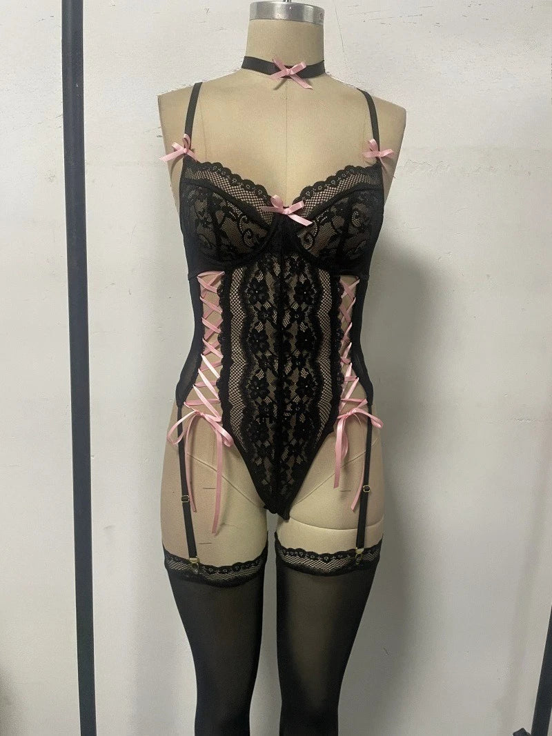Erotic Western Palace Style Lace Up Featuring Sensual Straps Stockings Alluring Exquisite Erotic