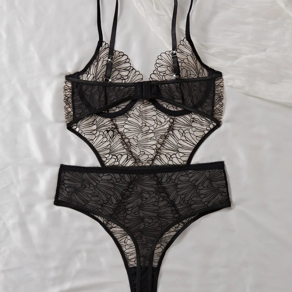 Erotic Western Style Black Mesh Hollow Out Featuring Sensual See Through Slim Fit Alluring Exquisite Premium