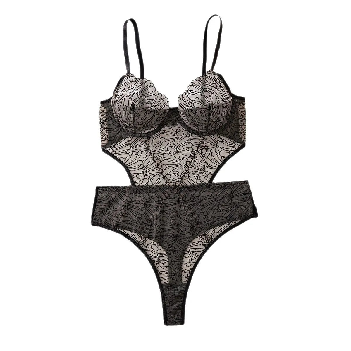 Erotic Western Style Black Mesh Hollow Out Featuring Sensual See Through Slim Fit Alluring Exquisite Premium