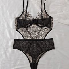 Erotic Western Style Black Mesh Hollow Out Featuring Sensual See Through Slim Fit Alluring Exquisite Premium
