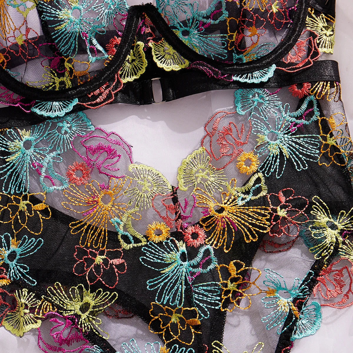 Erotic Western Style Colorful Embroidery Featuring Sensual French Lace Waist Shaping Slim Fit Alluring Erotic