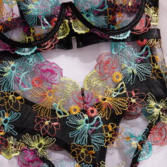Erotic Western Style Colorful Embroidery Featuring Sensual French Lace Waist Shaping Slim Fit Alluring Erotic