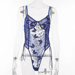 Erotic Western Style Embroidery Featuring Sensual Mesh Spaghetti Straps See Through Alluring Exquisite Erotic