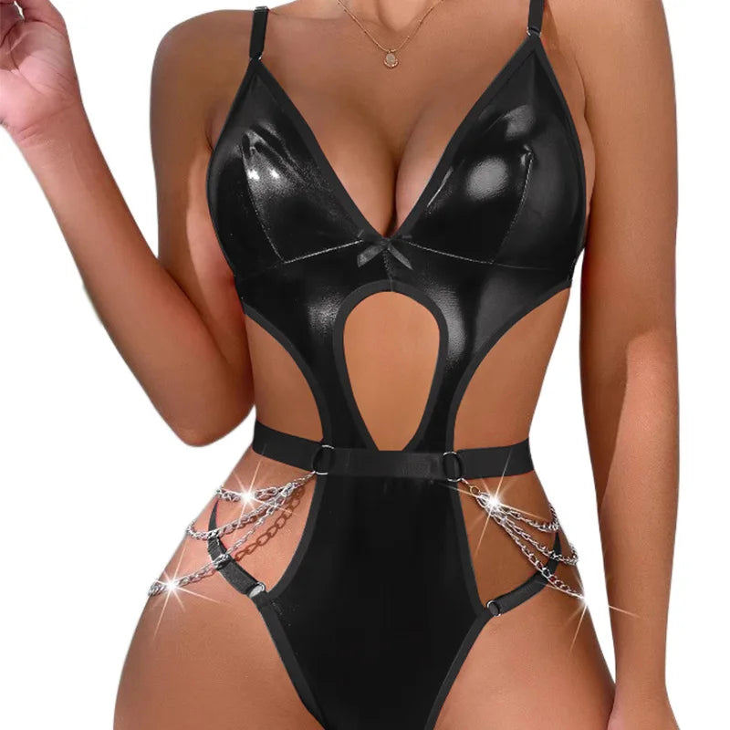 Erotic Western Style Faux Leather Chain Hollow Out Featuring Sensuals Alluring Set Premium Erotic