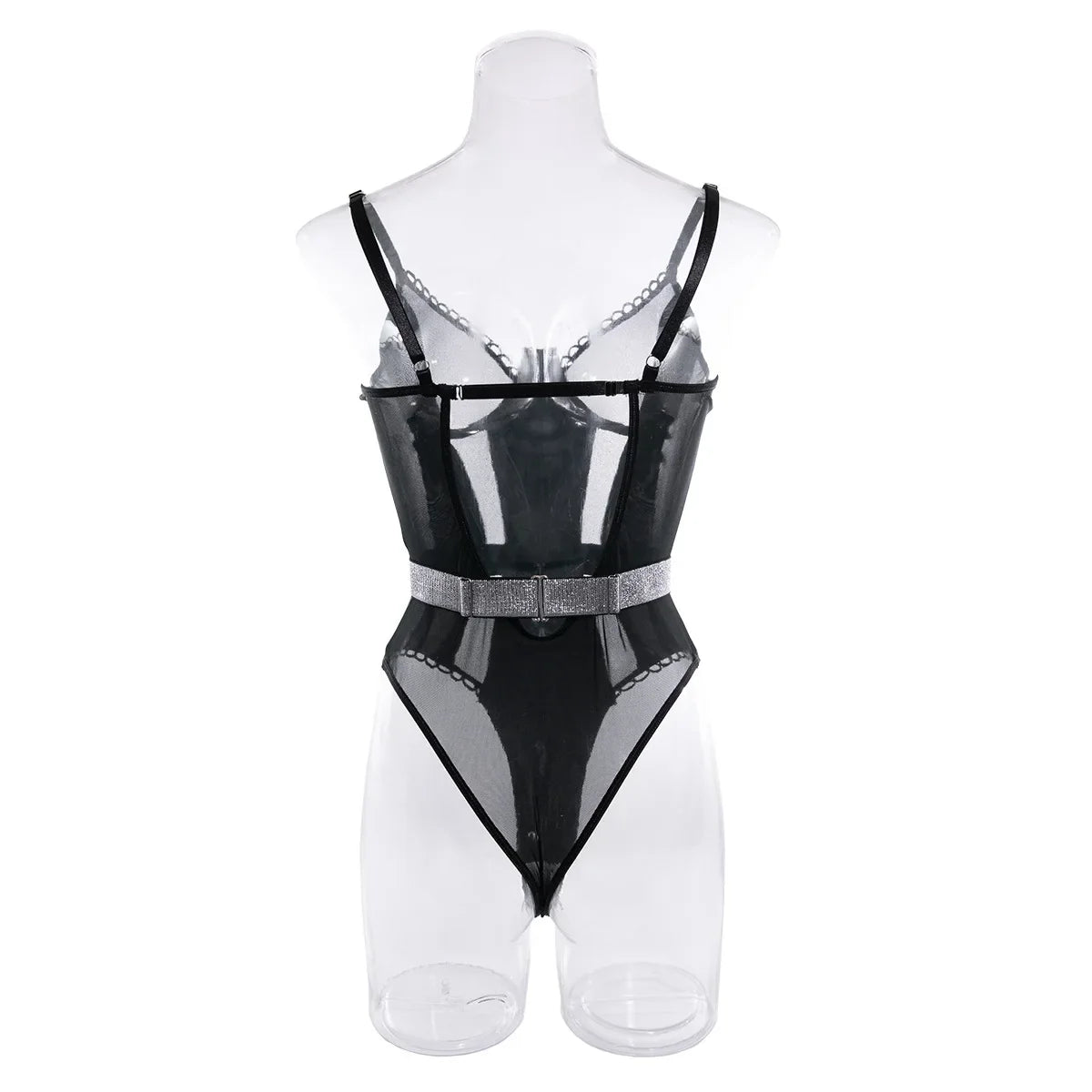 Erotic Western Style Faux Leather Mesh Patchwork Featuring Sensual Slim Fit See Through Alluring Exquisite Erotic