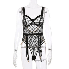 Erotic Western Style Girl Mesh Featuring Sensual Metal Chain See Through Alluring Exquisite Premium Erotic