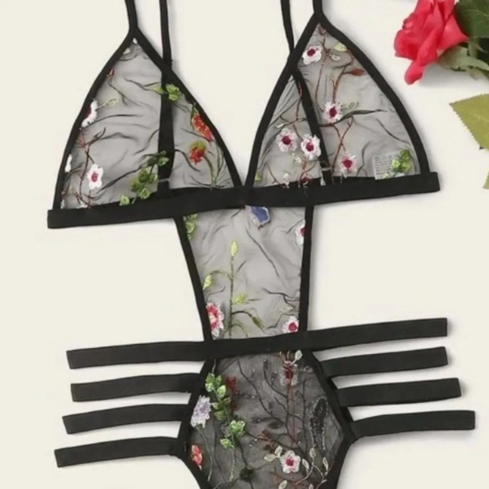 Erotic Western Style Mesh Hollow Out Featuring Sensual Three Point See Through Alluring Exquisite Premium Erotic