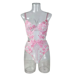 Erotic Western Style Pink Mesh Embroidery Featuring Sensual See Through Alluring Exquisite Premium Erotic