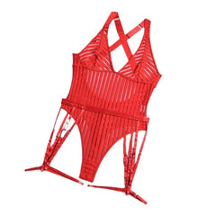 Erotic Western Style Striped Mesh Featuring Sensual Straps See Through Alluring Exquisite Premium Erotic