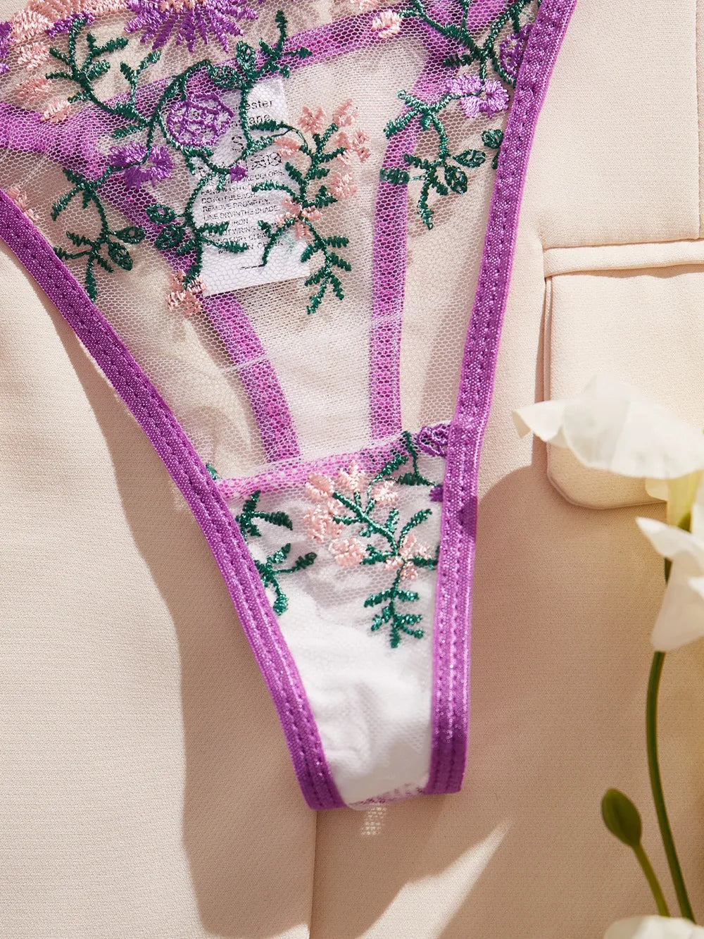 Floral Embroidery See Through Bras Erotic Seductive Underwears Seductive Lingerie Set