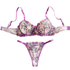 Floral Embroidery See Through Bras Erotic Seductive Underwears Seductive Lingerie Set