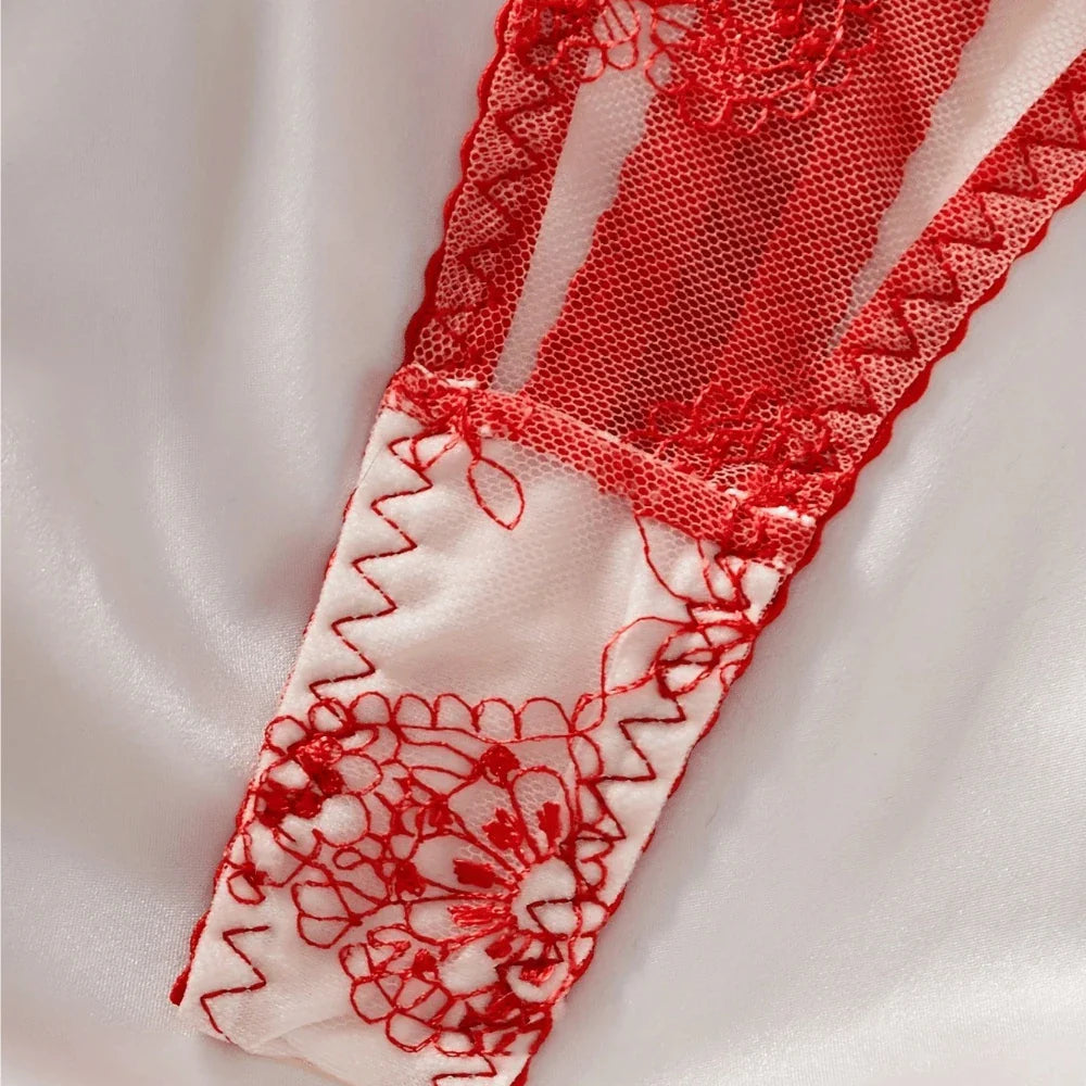 French Embroidery See Through Bra Lingerie Sets Erotic Suits