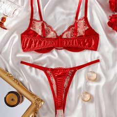 French Embroidery See Through Bra Lingerie Sets Erotic Suits
