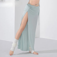 Knit Belly Dance Training Drawstring Half Skirt Soft Outfit