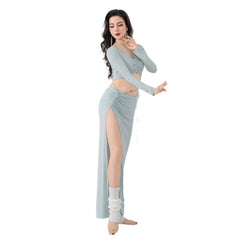 Knit Belly Dance Training Drawstring Half Skirt Soft Outfit
