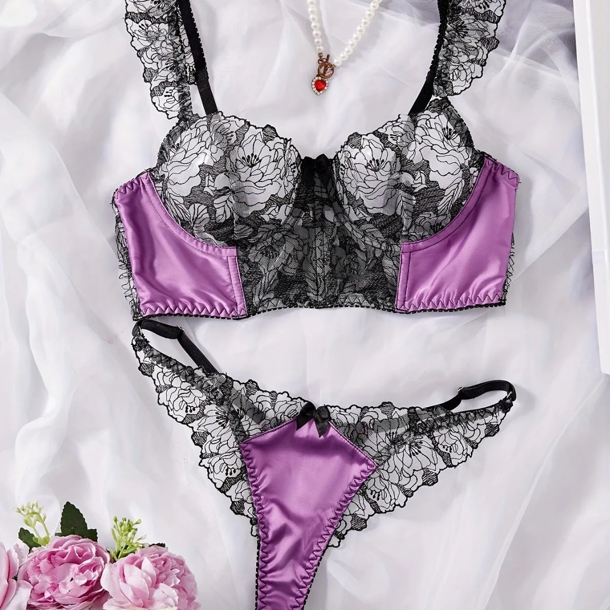 Bustier Bone Color Block Flutter Sleeve
