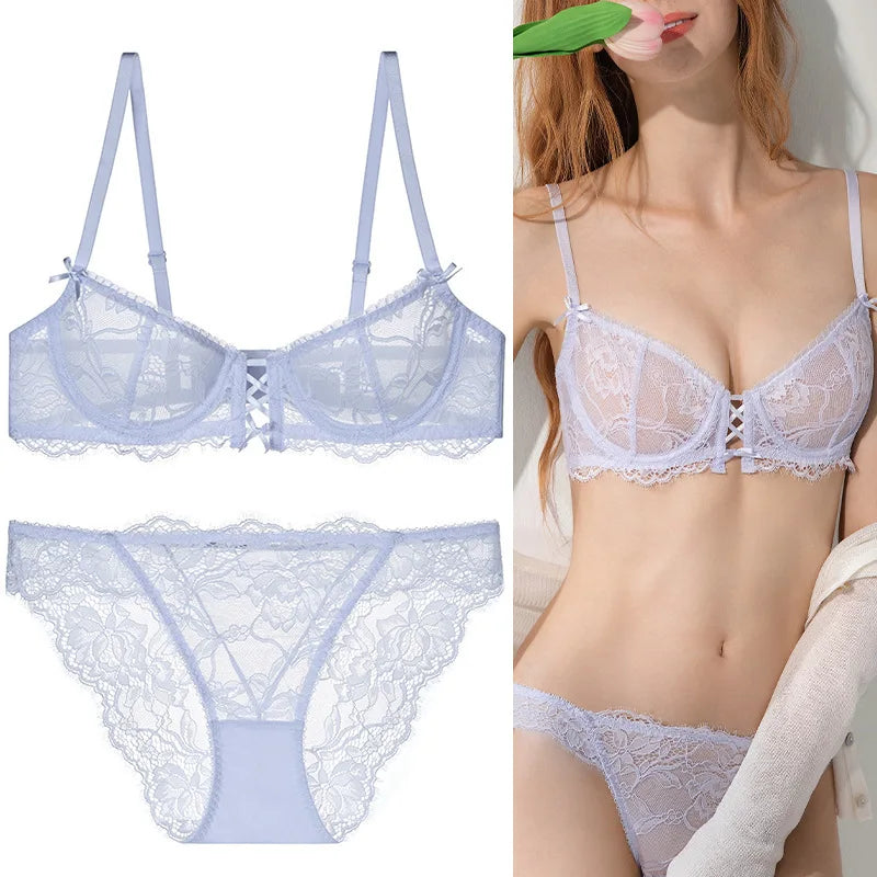 Erotic French Style Ultra Thin Bra Featuring Sensual Anti Sagging Design Alluring See Through Lace Underwear Bra Set