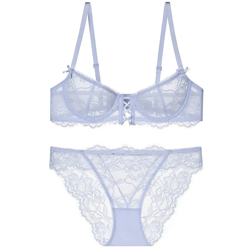 Erotic French Style Ultra Thin Bra Featuring Sensual Anti Sagging Design Alluring See Through Lace Underwear Bra Set