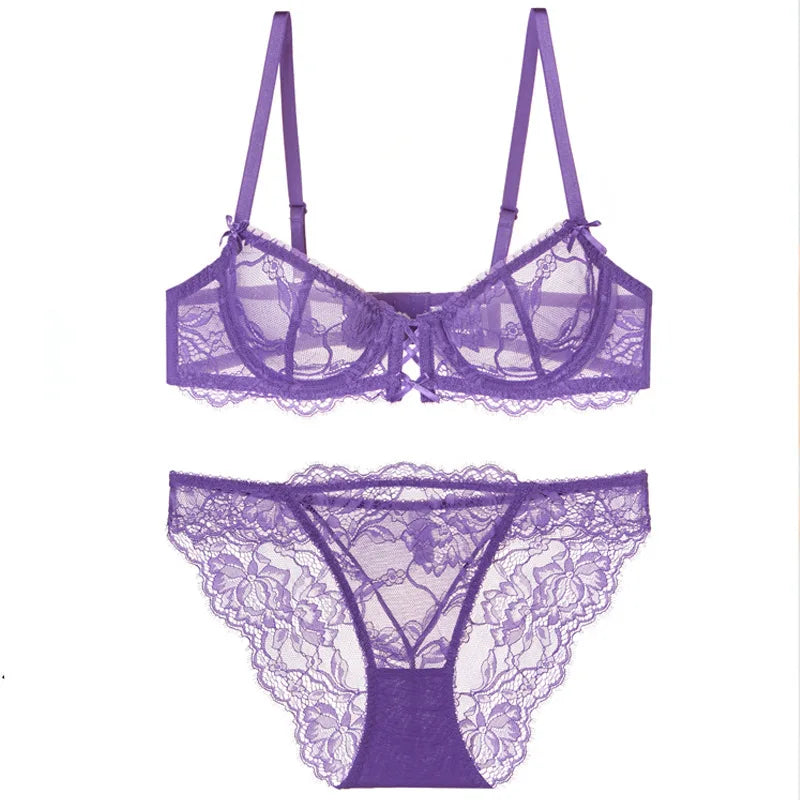 Erotic French Style Ultra Thin Bra Featuring Sensual Anti Sagging Design Alluring See Through Lace Underwear Bra Set