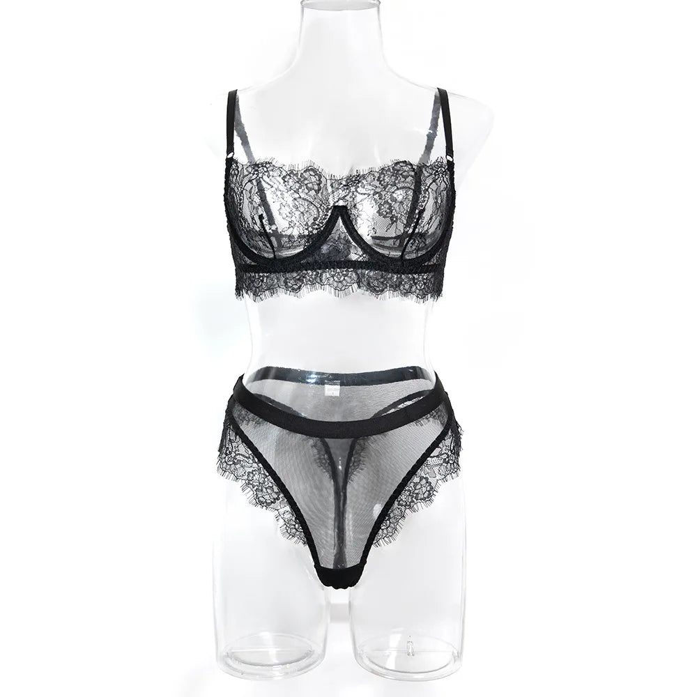 Erotic Scalloped Lace Bra Set Featuring Sensual See Through Design Alluring Nightwear Sensual Lingerie Lingerie Bra Set
