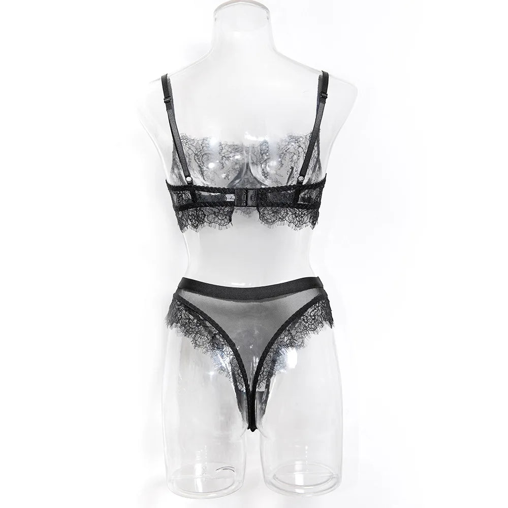 Erotic Scalloped Lace Bra Set Featuring Sensual See Through Design Alluring Nightwear Sensual Lingerie Lingerie Bra Set