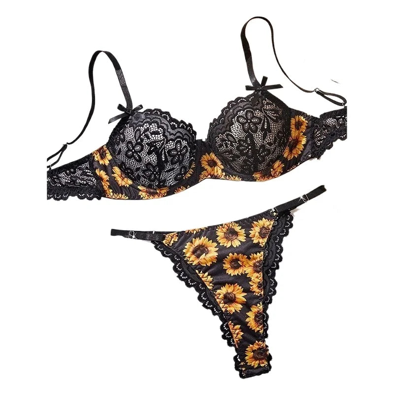 Sunflower Embroidery Printed Semi See Through