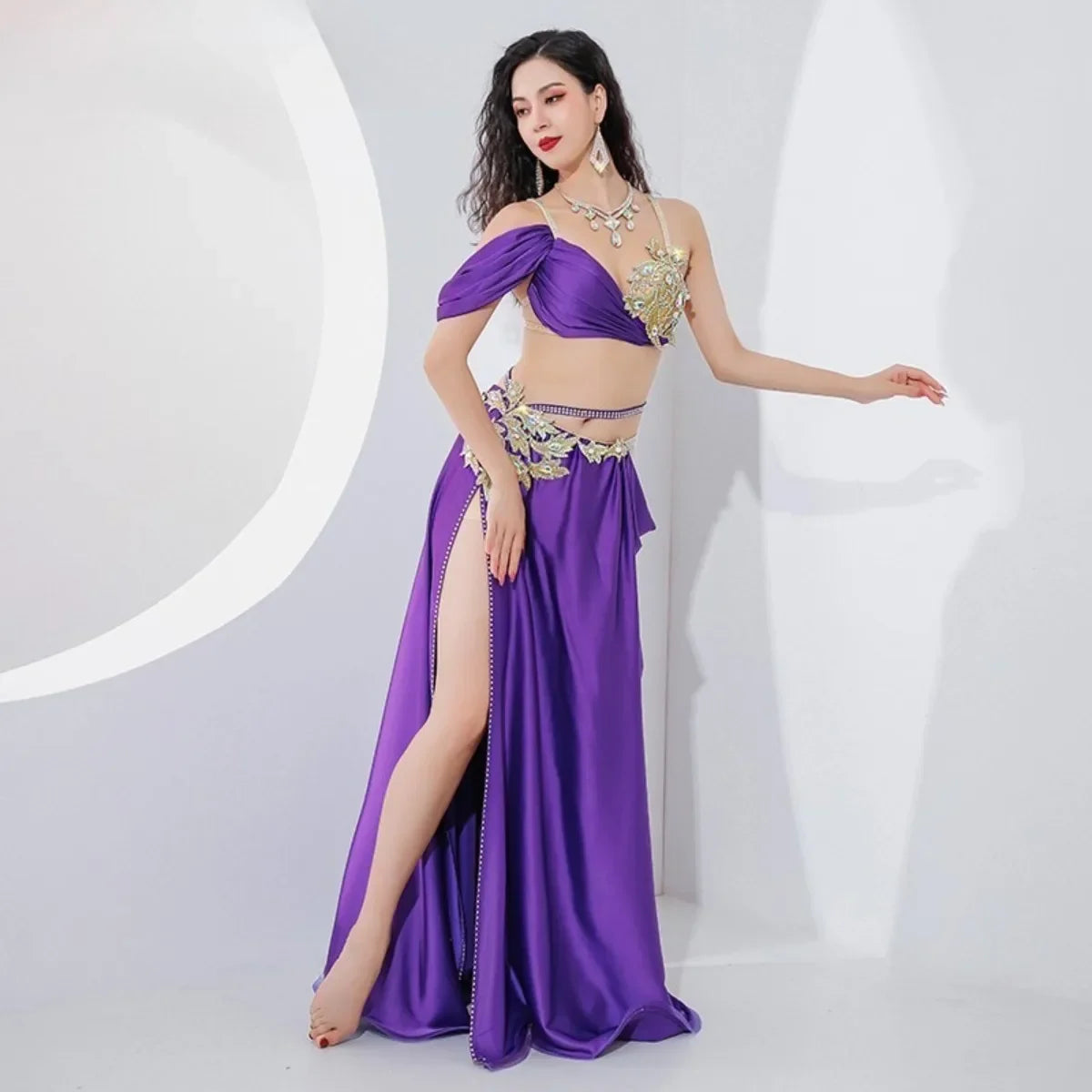 Style Oriental Belly Dance Set Group Performance Competition Outfit Professional Stage Dance Wear