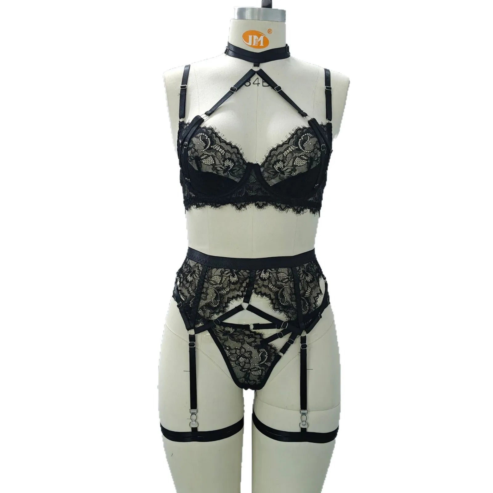 Western Black Lace See Through Halter Bra