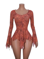 Western Girl Leopard Print Hooded Dress Slim Bodycon Deep V Neck Backless Erotic Lingerie Nightdress