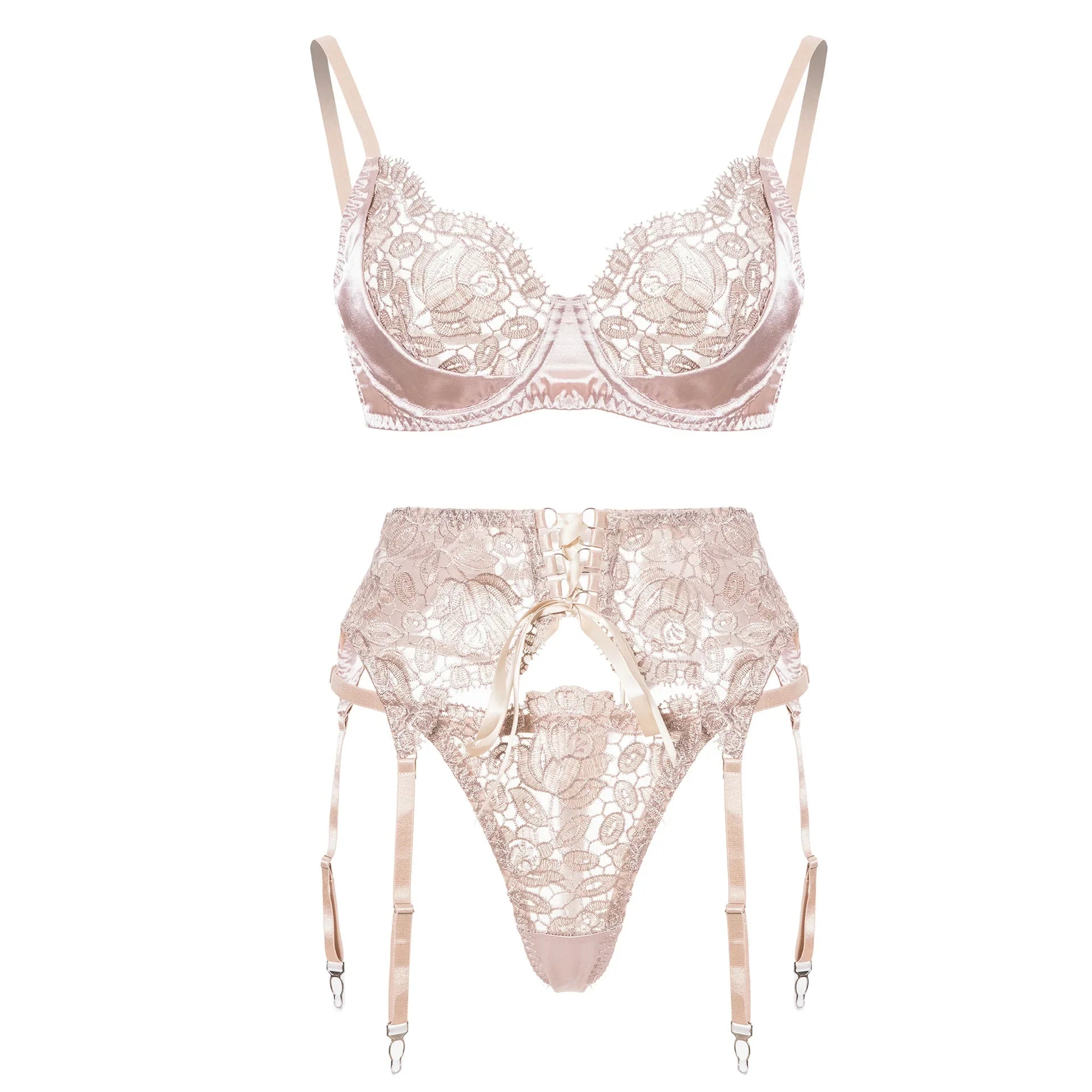Western Ribbon Patchwork Floral Embroidery Bra